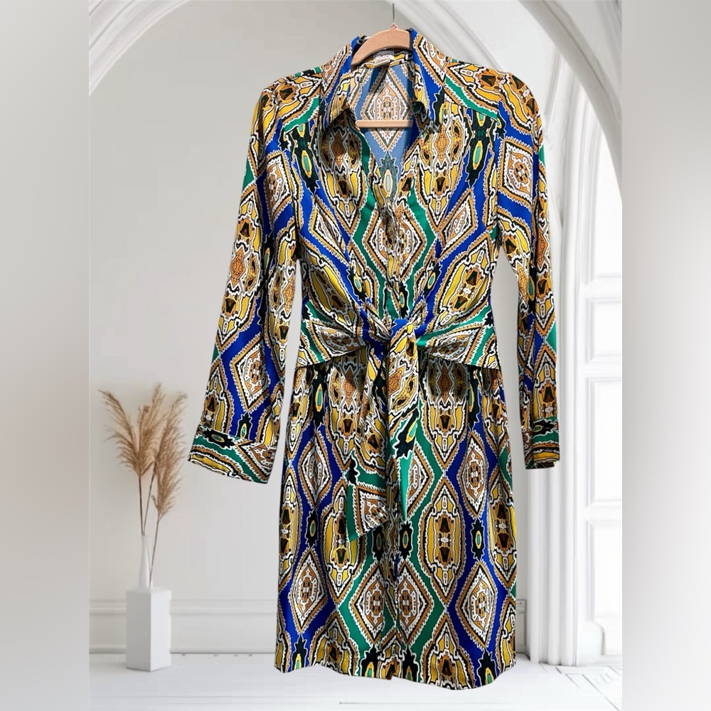 Cache Blue & Yellow Geometric Dress